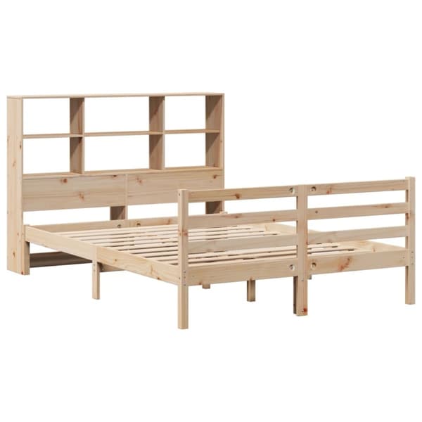 vidaXL Seng med bokhylle uten madrass 120x200 cm heltre furu