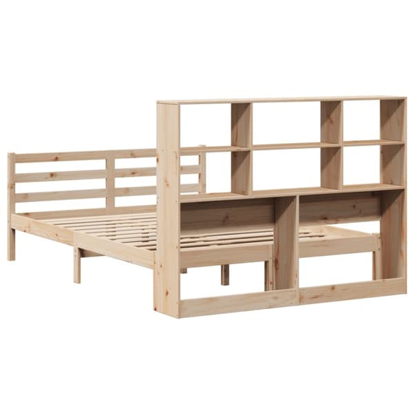 vidaXL Seng med bokhylle uten madrass 120x200 cm heltre furu
