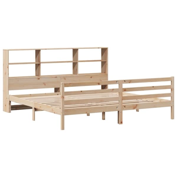 vidaXL Seng med bokhylle uten madrass 200x200 cm heltre furu