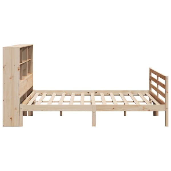 vidaXL Seng med bokhylle uten madrass 200x200 cm heltre furu