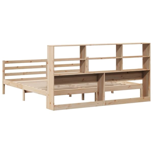 vidaXL Seng med bokhylle uten madrass 200x200 cm heltre furu