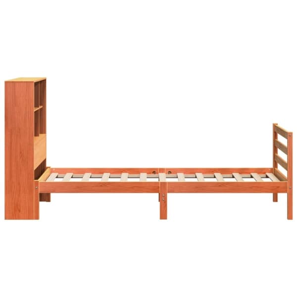 vidaXL Sänky kirjahyllyllä ilman patjaa vahanrusk 90x200 cm täysi puu
