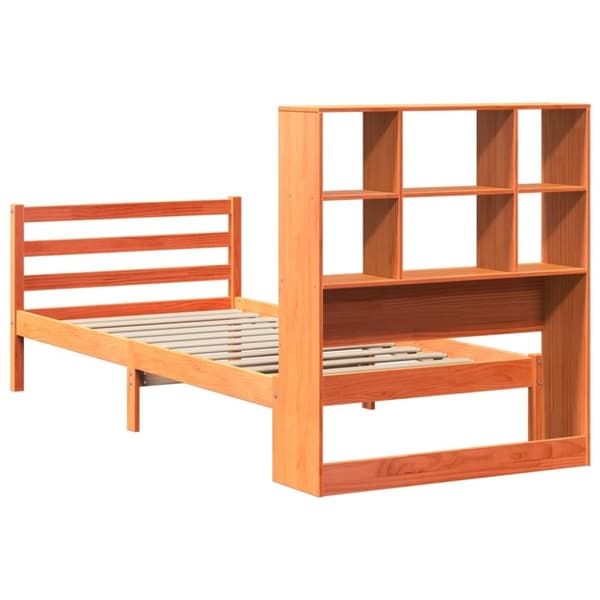 vidaXL Sänky kirjahyllyllä ilman patjaa vahanrusk 90x200 cm täysi puu