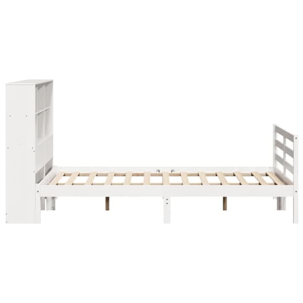 vidaXL Sänky kirjahyllyllä ei patjaa valkoinen 120x200 cm täysi mänty