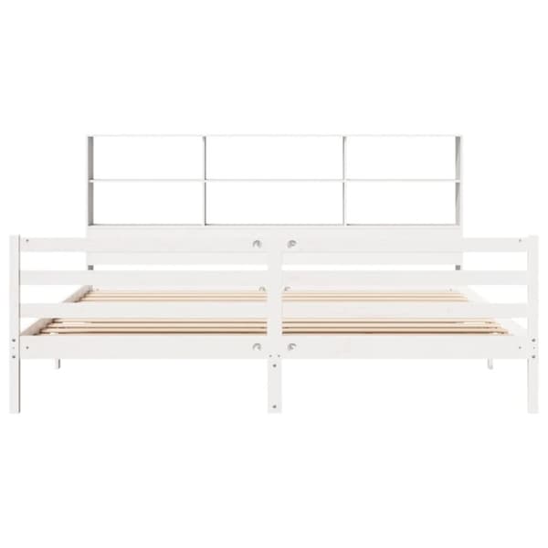 vidaXL Seng med bokhylle uten madrass hvit 180x200 cm heltre furu