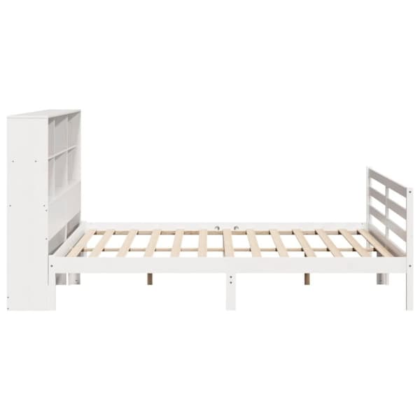 vidaXL Seng med bokhylle uten madrass hvit 180x200 cm heltre furu