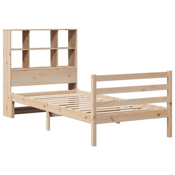 vidaXL Seng med bokhylle uten madrass 75x190 cm heltre furu