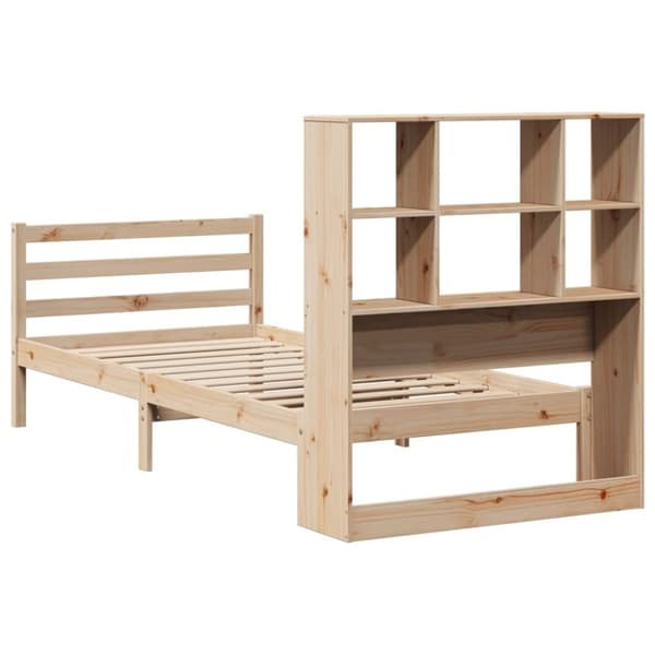 vidaXL Seng med bokhylle uten madrass 75x190 cm heltre furu