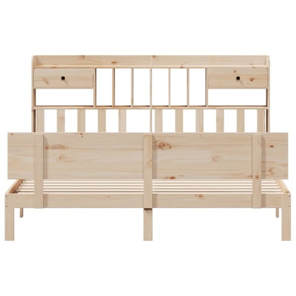 vidaXL Seng med bokhylle uten madrass 200x200 cm heltre furu