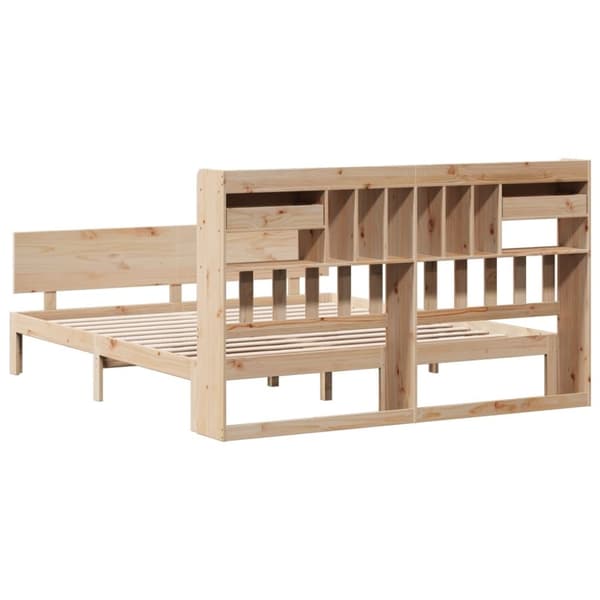 vidaXL Seng med bokhylle uten madrass 200x200 cm heltre furu