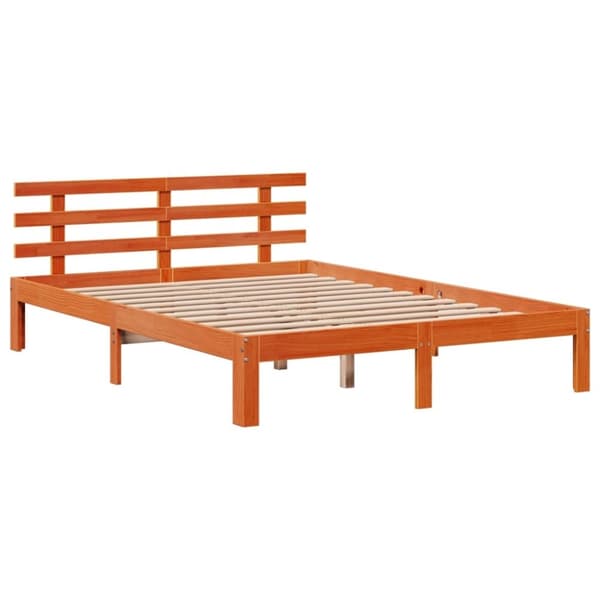 vidaXL Seng med bokhylle uten madrass voksbrun 160x200 cm heltre furu