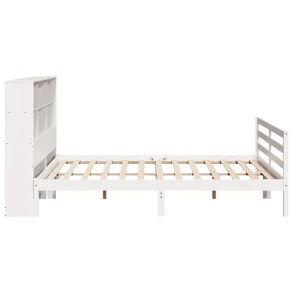 vidaXL seng med reol uden madras 200x200 cm massivt fyrretræ hvid
