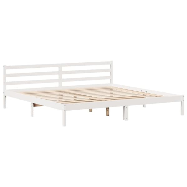 vidaXL seng med reol uden madras 200x200 cm massivt fyrretræ hvid