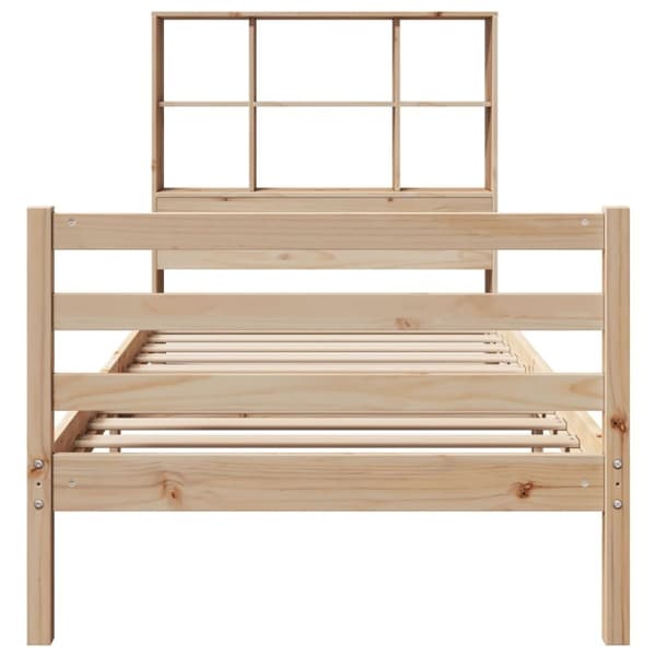 vidaXL Seng med bokhylle uten madrass 100x200 cm heltre furu