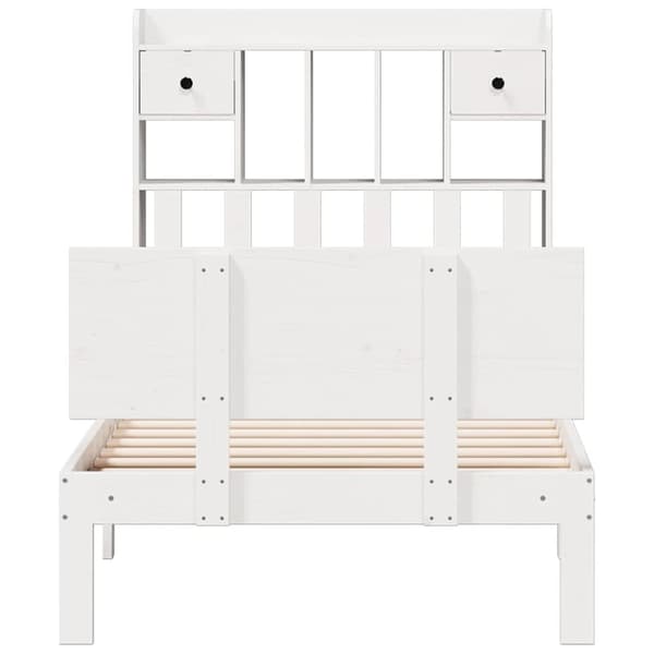 vidaXL Seng med bokhylle uten madrass hvit 75x190 cm heltre furu