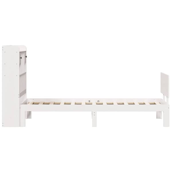 vidaXL Seng med bokhylle uten madrass hvit 75x190 cm heltre furu