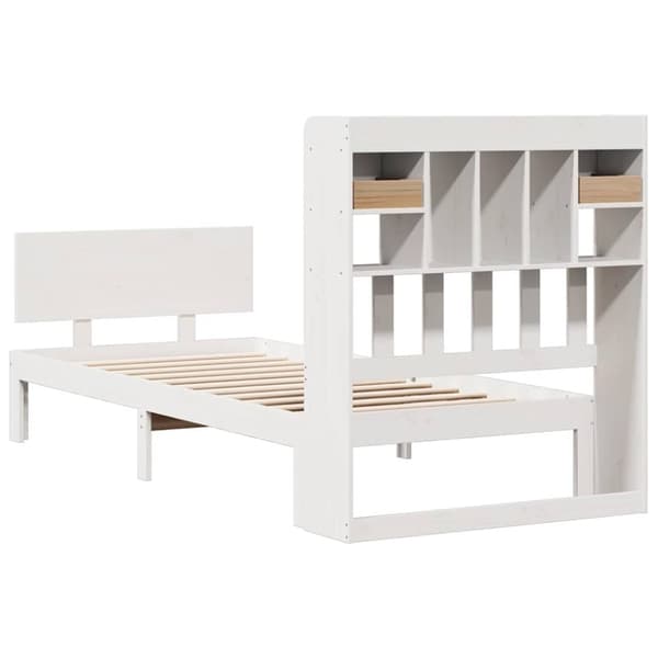 vidaXL Seng med bokhylle uten madrass hvit 75x190 cm heltre furu