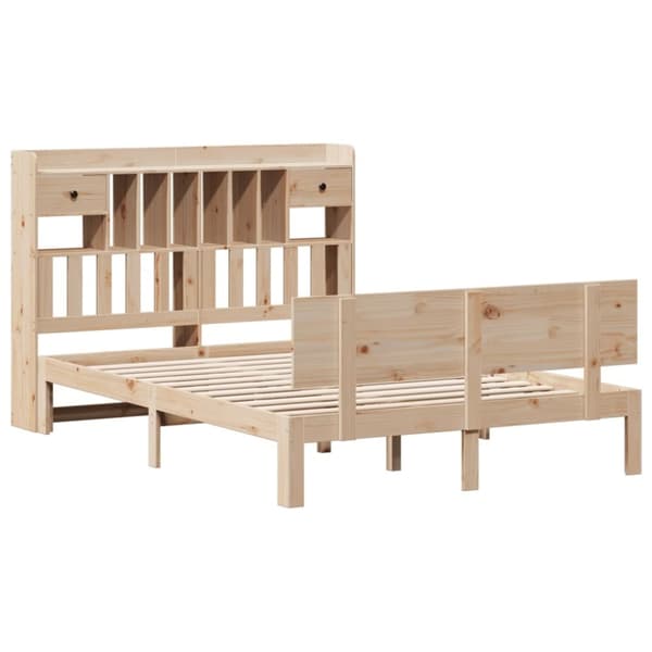 vidaXL Seng med bokhylle uten madrass 140x200 cm heltre furu