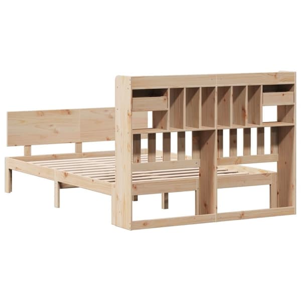 vidaXL Seng med bokhylle uten madrass 140x200 cm heltre furu