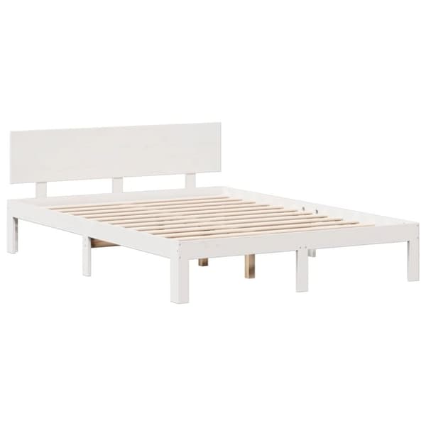 vidaXL Seng med bokhylle uten madrass hvit 160x200 cm heltre furu