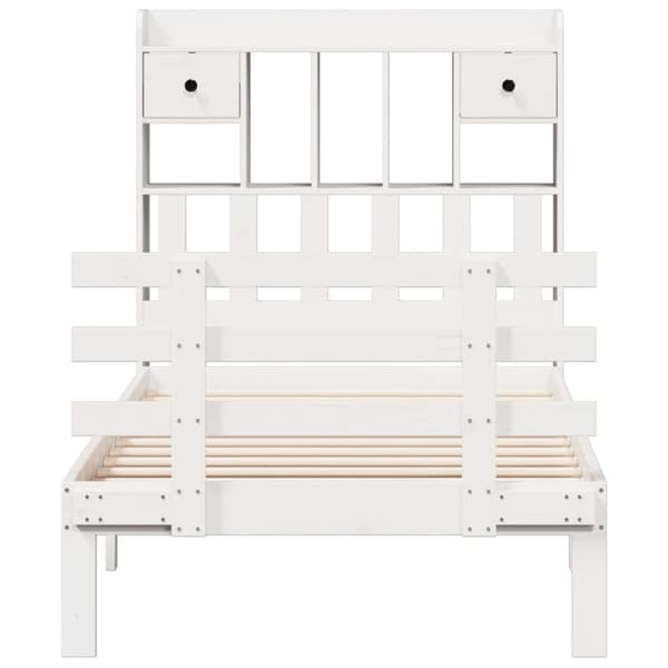 vidaXL Seng med bokhylle uten madrass hvit 75x190 cm heltre furu