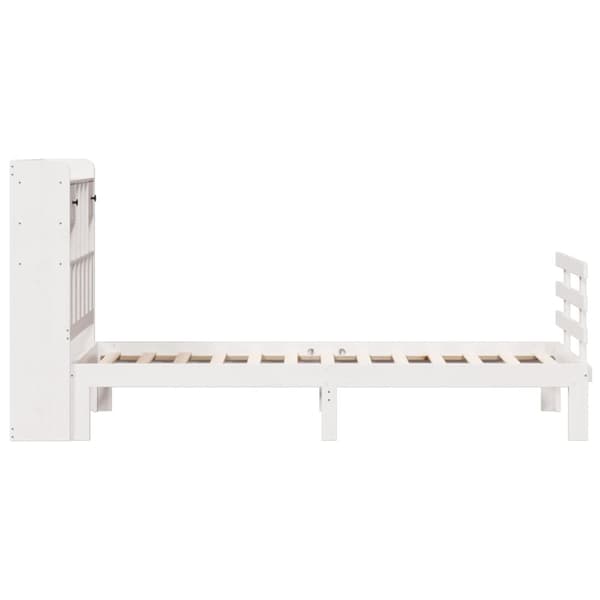 vidaXL Seng med bokhylle uten madrass hvit 75x190 cm heltre furu