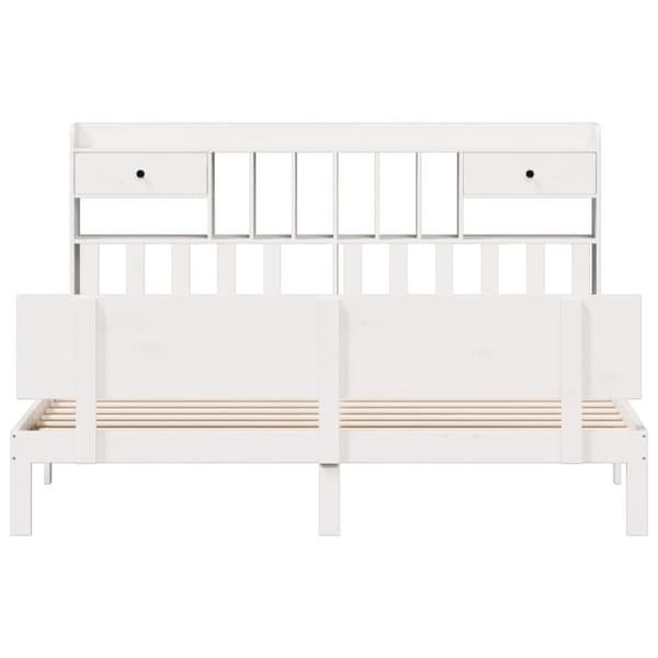 vidaXL Seng med bokhylle uten madrass hvit 200x200 cm heltre furu
