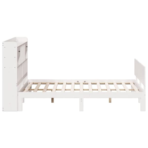vidaXL Seng med bokhylle uten madrass hvit 200x200 cm heltre furu