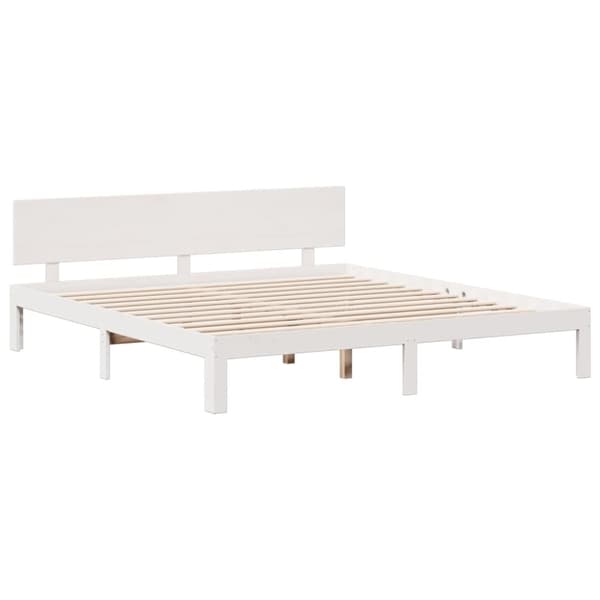 vidaXL Seng med bokhylle uten madrass hvit 200x200 cm heltre furu