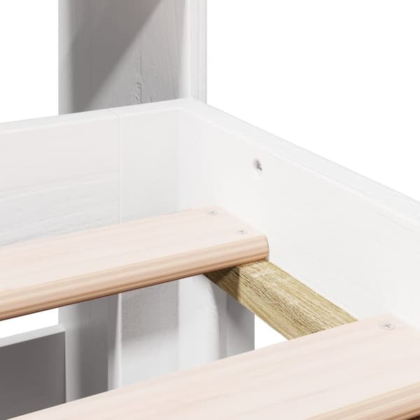 vidaXL Seng med bokhylle uten madrass hvit 200x200 cm heltre furu