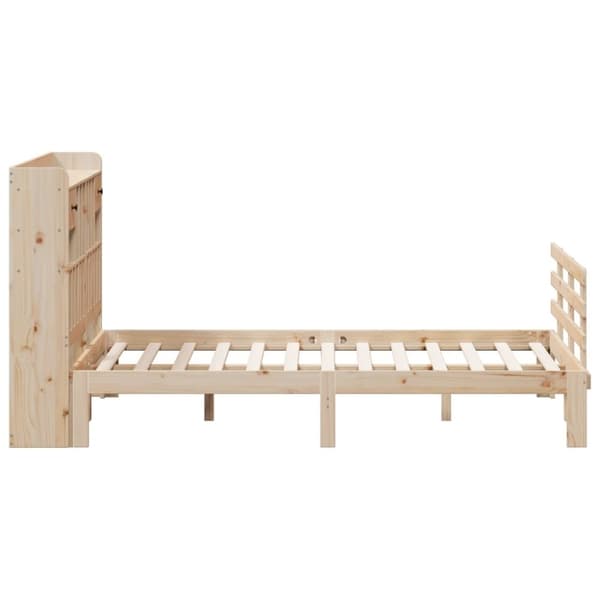 vidaXL Sänky kirjahyllyllä ilman patjaa 140x190 cm täysi mänty