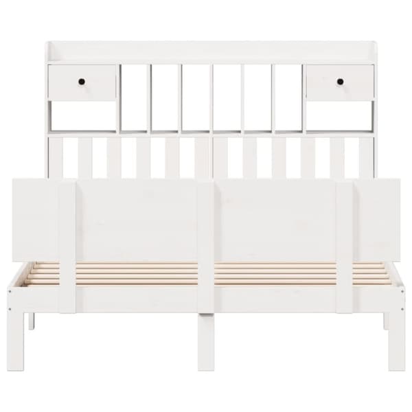 vidaXL Seng med bokhylle uten madrass hvit 150x200 cm heltre furu