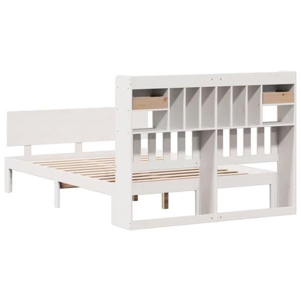 vidaXL Seng med bokhylle uten madrass hvit 150x200 cm heltre furu