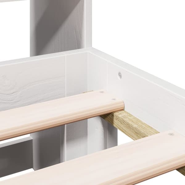 vidaXL Seng med bokhylle uten madrass hvit 150x200 cm heltre furu