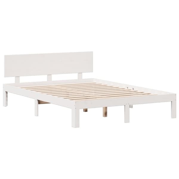 vidaXL Sänky kirjahyllyllä ei patjaa valkoinen 140x190 cm täysi mänty