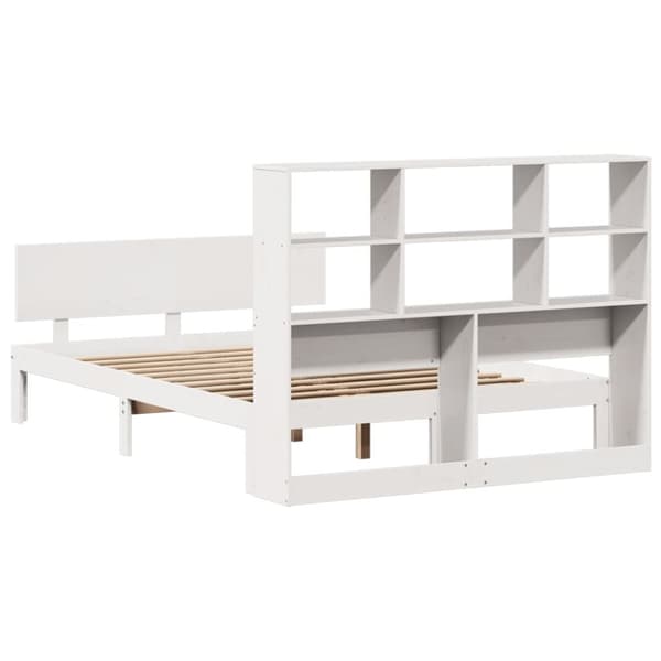 vidaXL Seng med bokhylle uten madrass hvit 120x200 cm heltre furu