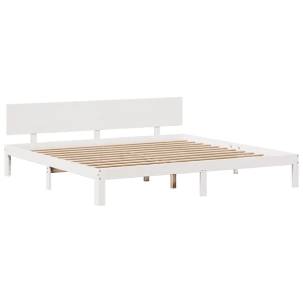 vidaXL Sänky kirjahyllyllä ei patjaa valkoinen 180x200 cm täysi mänty