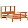 Miniatyrbilde 4 av 11: vidaXL Seng med bokhylle uten madrass voksbrun 160x200 cm heltre furu