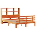 Miniatyrbilde 4 av 11: vidaXL Seng med bokhylle uten madrass voksbrun 150x200 cm heltre furu