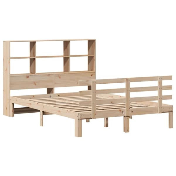 vidaXL Seng med bokhylle uten madrass 140x200 cm heltre furu