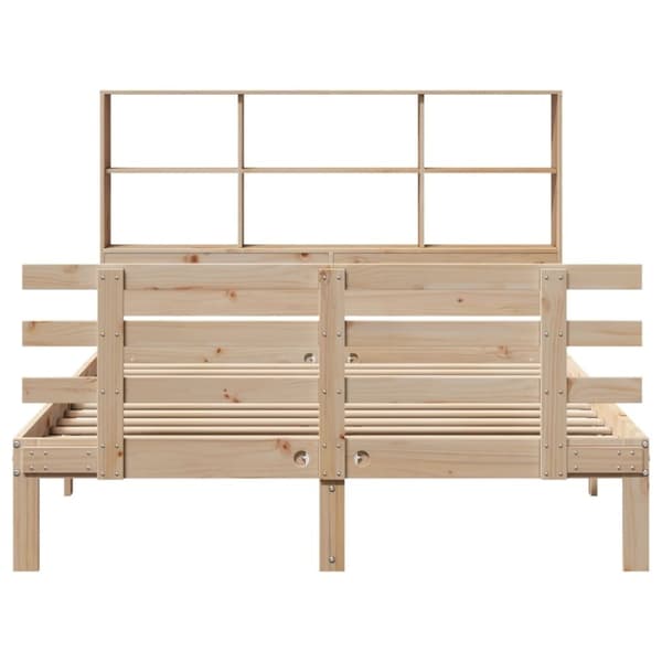 vidaXL Seng med bokhylle uten madrass 140x200 cm heltre furu