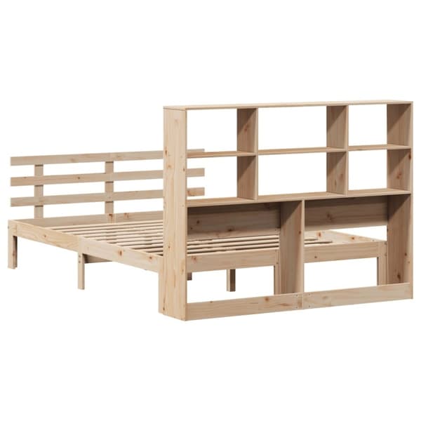 vidaXL Seng med bokhylle uten madrass 140x200 cm heltre furu