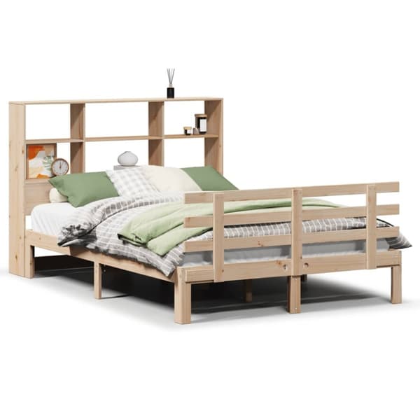 vidaXL Seng med bokhylle uten madrass 140x200 cm heltre furu