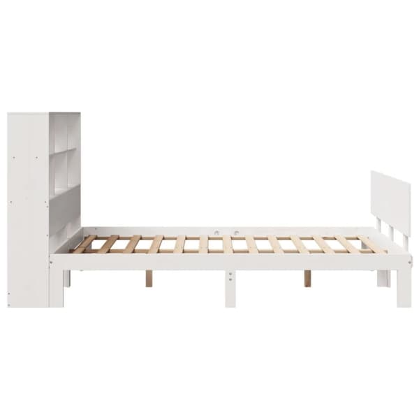 vidaXL Sänky kirjahyllyllä ei patjaa valkoinen 120x200 cm täysi mänty