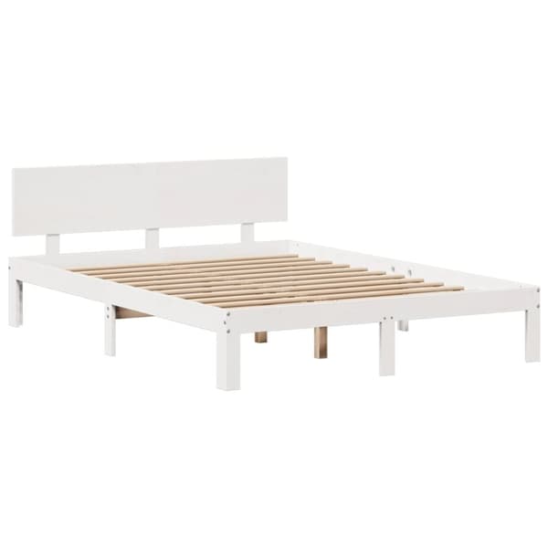 vidaXL Sänky kirjahyllyllä ei patjaa valkoinen 120x200 cm täysi mänty
