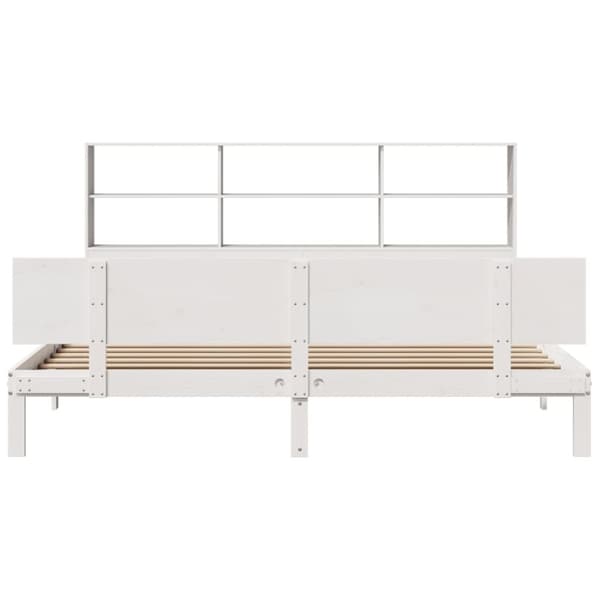 vidaXL seng med reol uden madras 200x200 cm massivt fyrretræ hvid