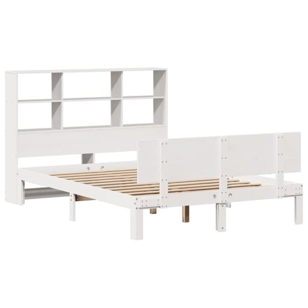 vidaXL Seng med bokhylle uten madrass hvit 140x190 cm heltre furu
