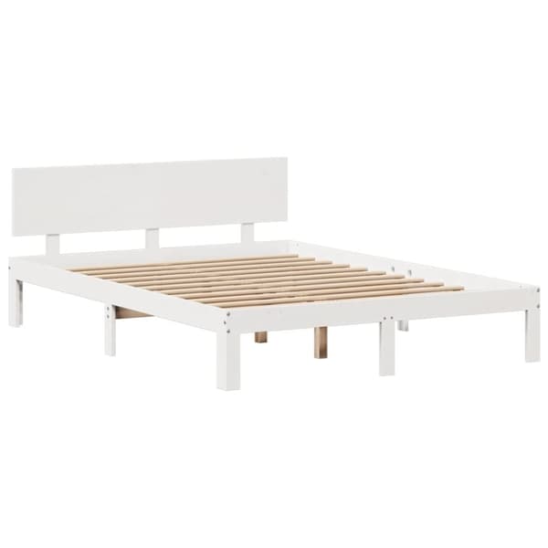 vidaXL Seng med bokhylle uten madrass hvit 140x190 cm heltre furu