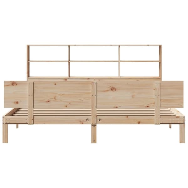 vidaXL Seng med bokhylle uten madrass 200x200 cm heltre furu