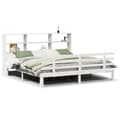 Miniatyrbilde 1 av 11: vidaXL Seng med bokhylle uten madrass hvit 180x200 cm heltre furu